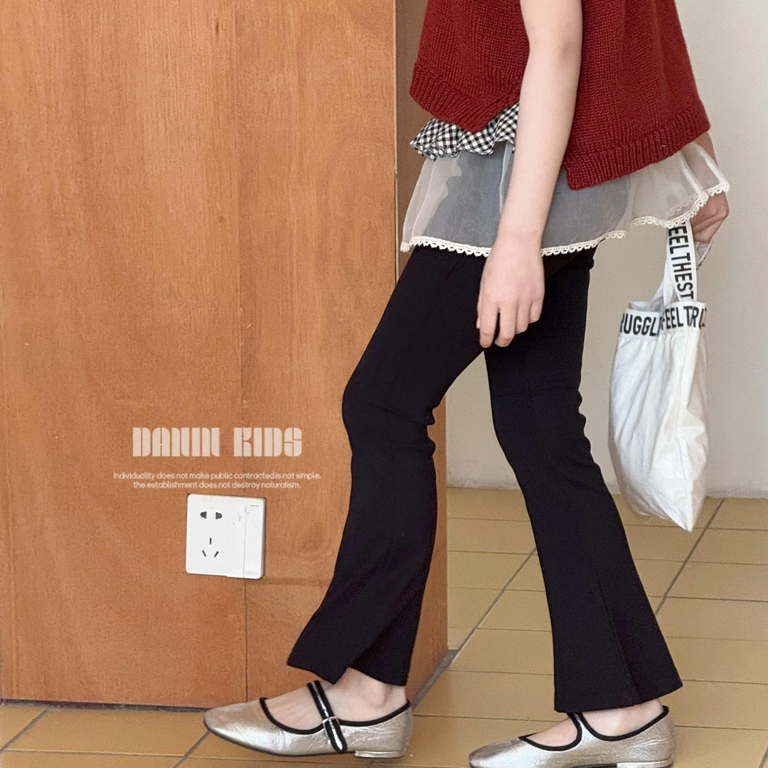 【嗒囜】女童裤子春季新款百搭喇叭裤儿童松紧腰休闲弹力修身打底裤