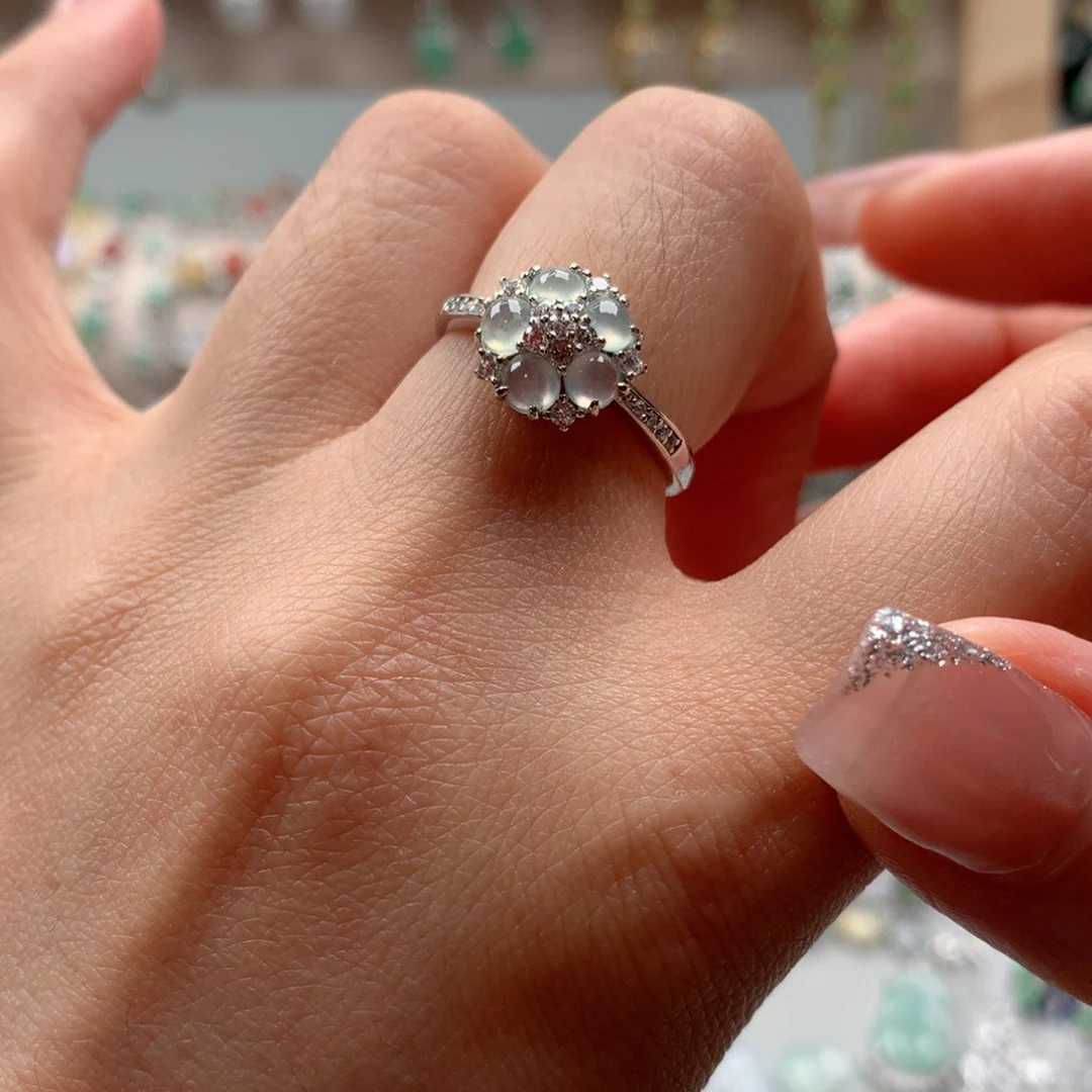 翡翠戒指银S925镶嵌戒指7