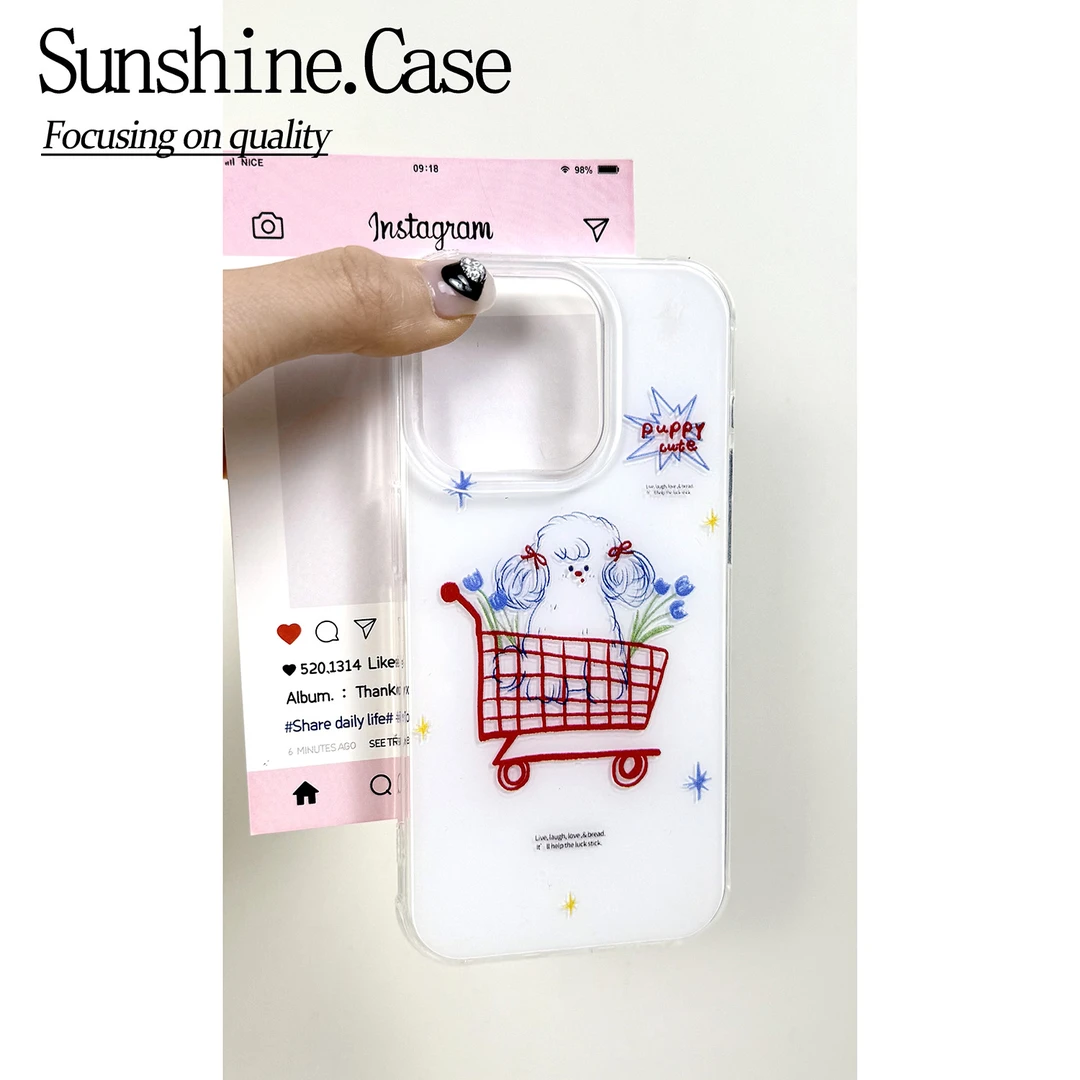 购物车小狗IMD手机壳适用苹果华为vivo小米oppo女款iphone16/15