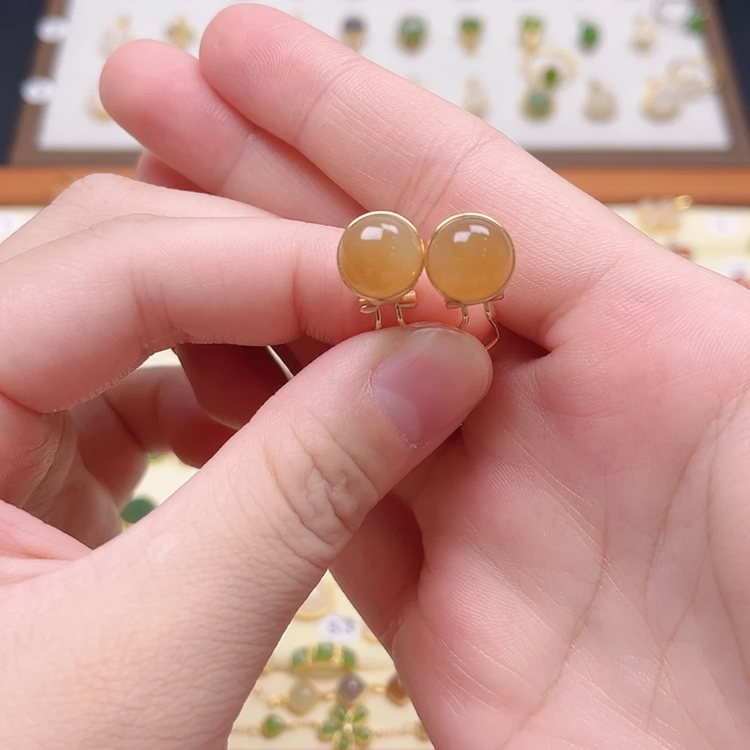 银S925镶嵌和田玉耳饰