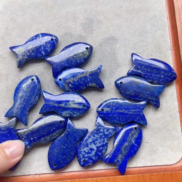 玛瑙/玉髓合金珠宝半成品一个青金鱼吊坠