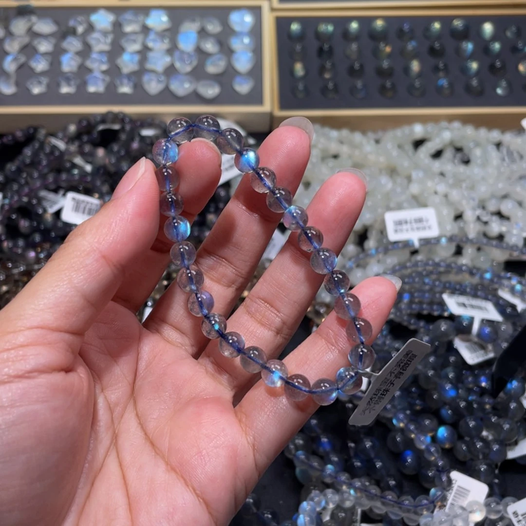 拉长石手链未镶嵌?****袋灰月光手链6.8m