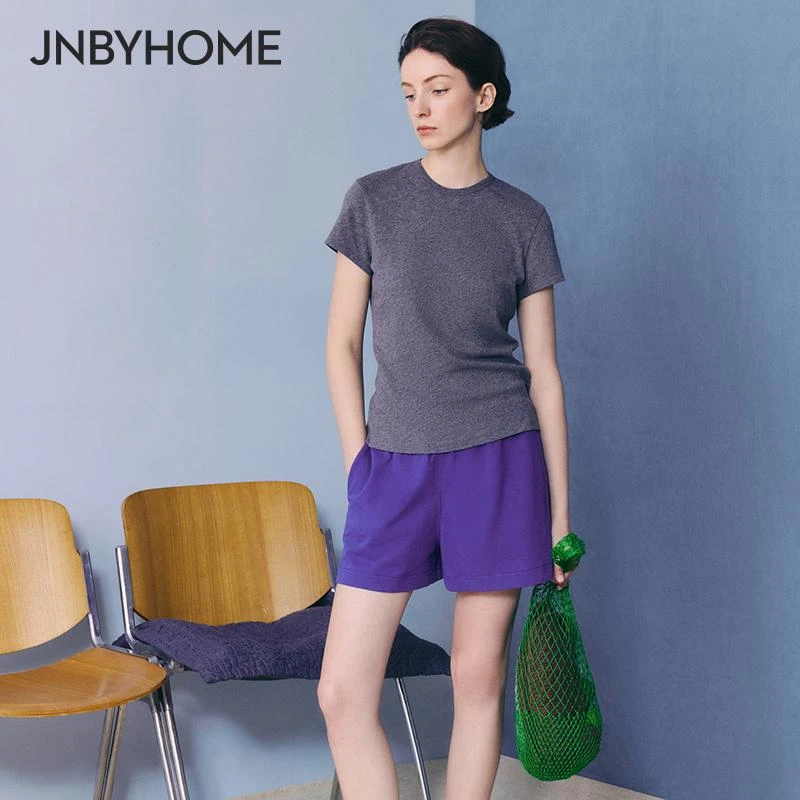 JNBYHOME江南布衣25新品圆领修身家居服套装睡衣短袖简约外穿女