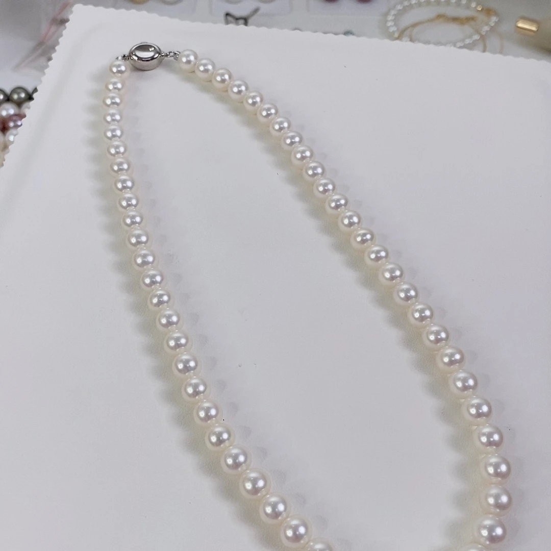 淡水珍珠项链银S925镶嵌7.5-8