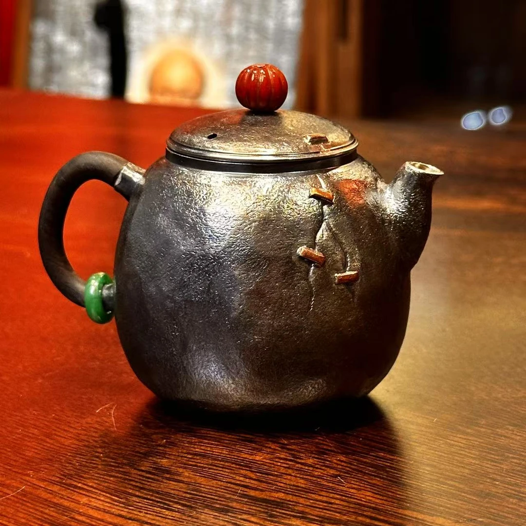 纯手工足银诧寂风补丁小破泡茶壶小丑壶