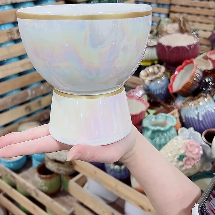 有孔，凑单福利满10元发货陶瓷多肉花盆！