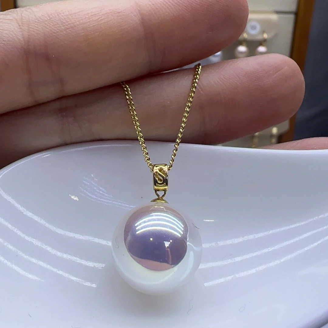 淡水珍珠18K金镶嵌吊坠(赠链)