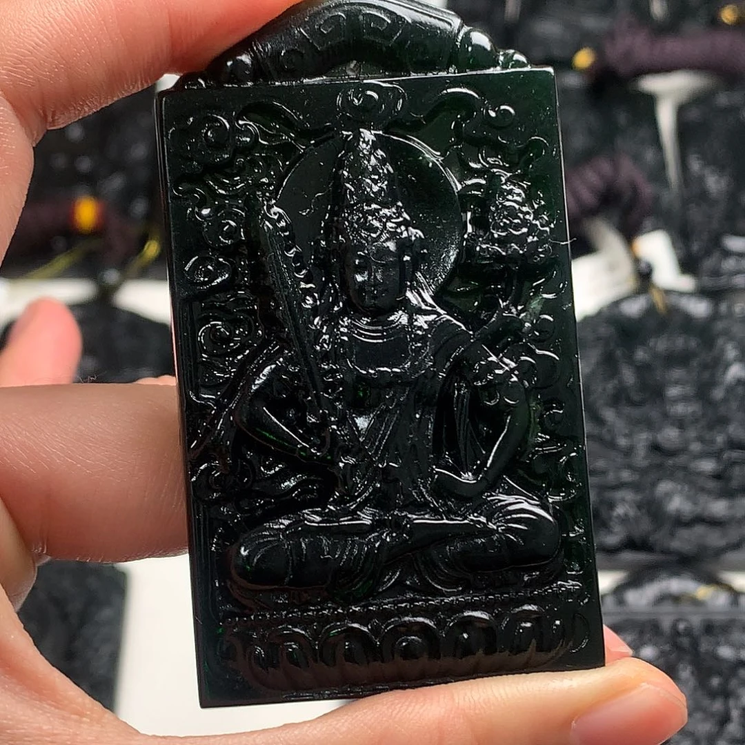 天然缅甸a货钢琴黑挂件