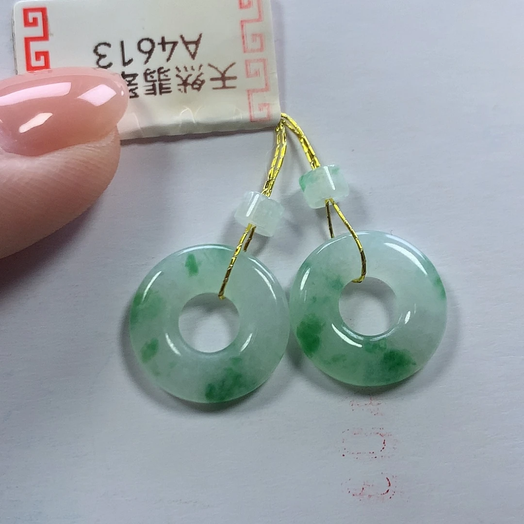 翡翠未镶嵌耳饰甜甜圈