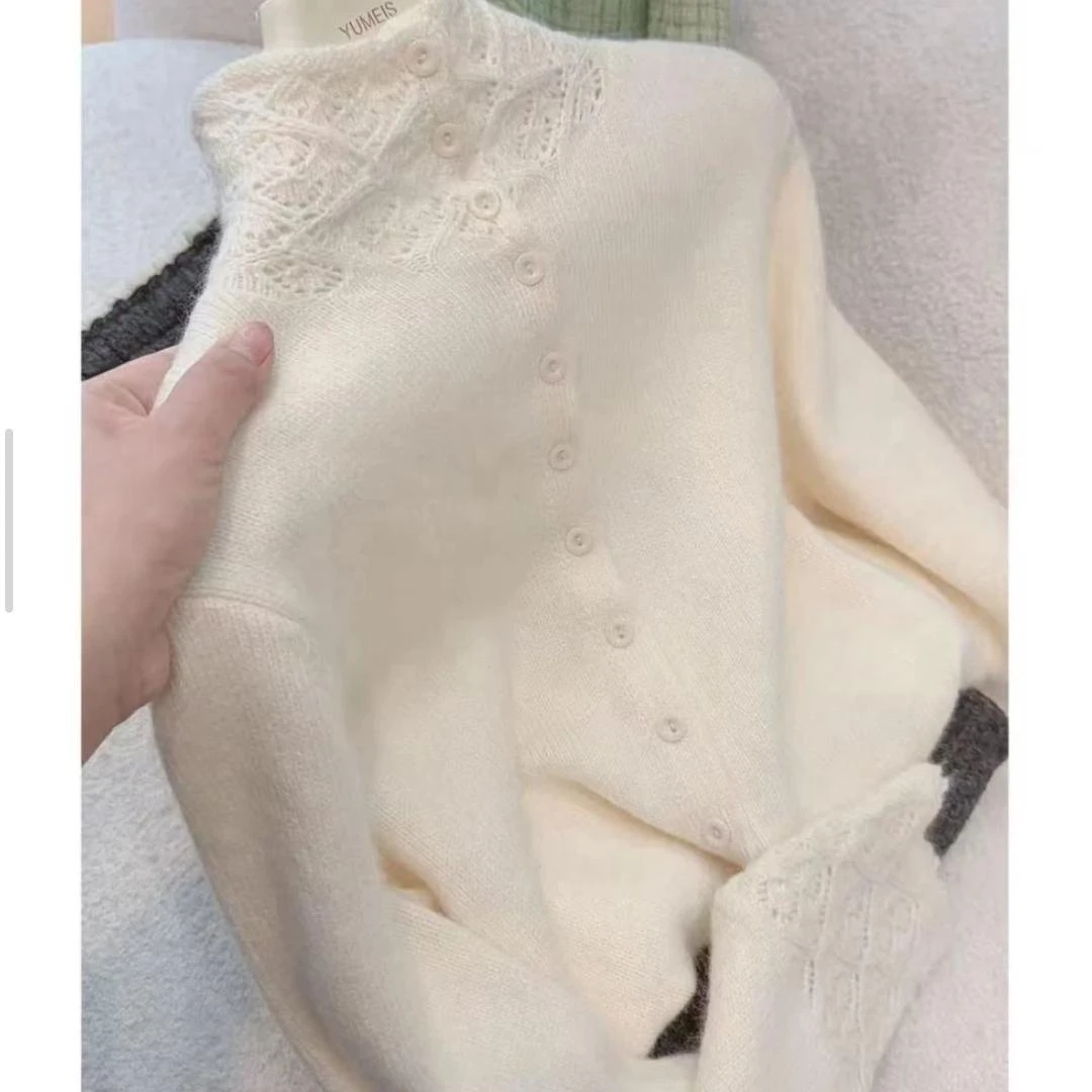 100%正品撤柜羊毛衫半高领针织开衫上衣秋冬新款时尚长袖外套毛衣