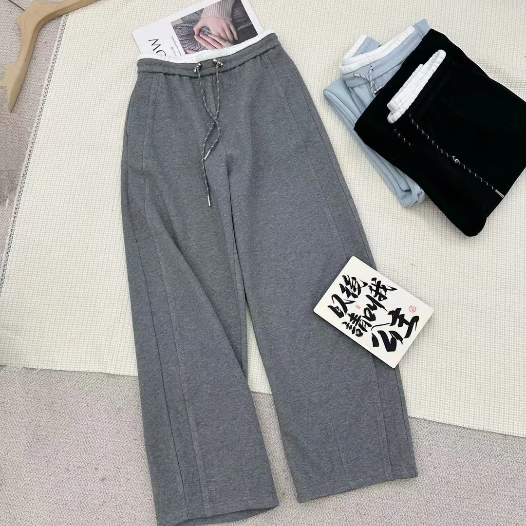 ［精选推荐］新韩版百搭宽松时尚香蕉裤弯刀裤松紧腰抽绳休闲裤6110