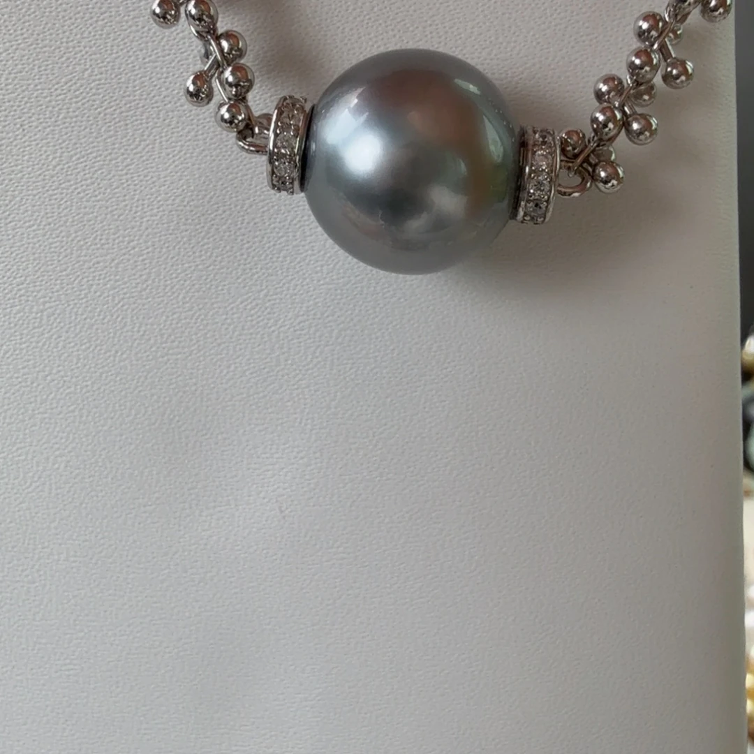 颈饰海水珍珠银S925镶嵌14
