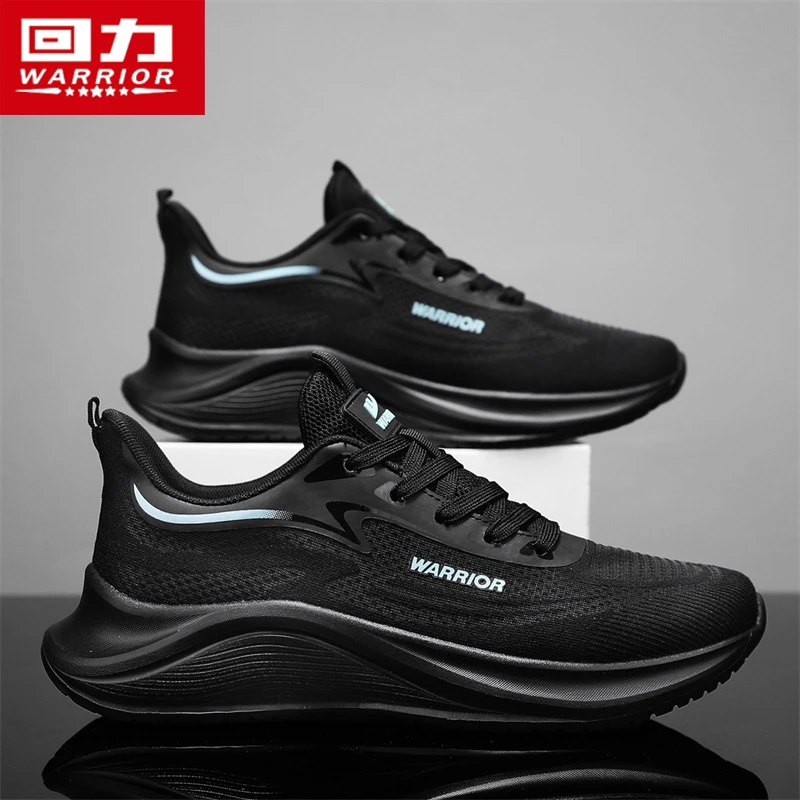 回力跑步网面鞋潮流百搭透气运动鞋2025新款低帮黑色休闲男鞋