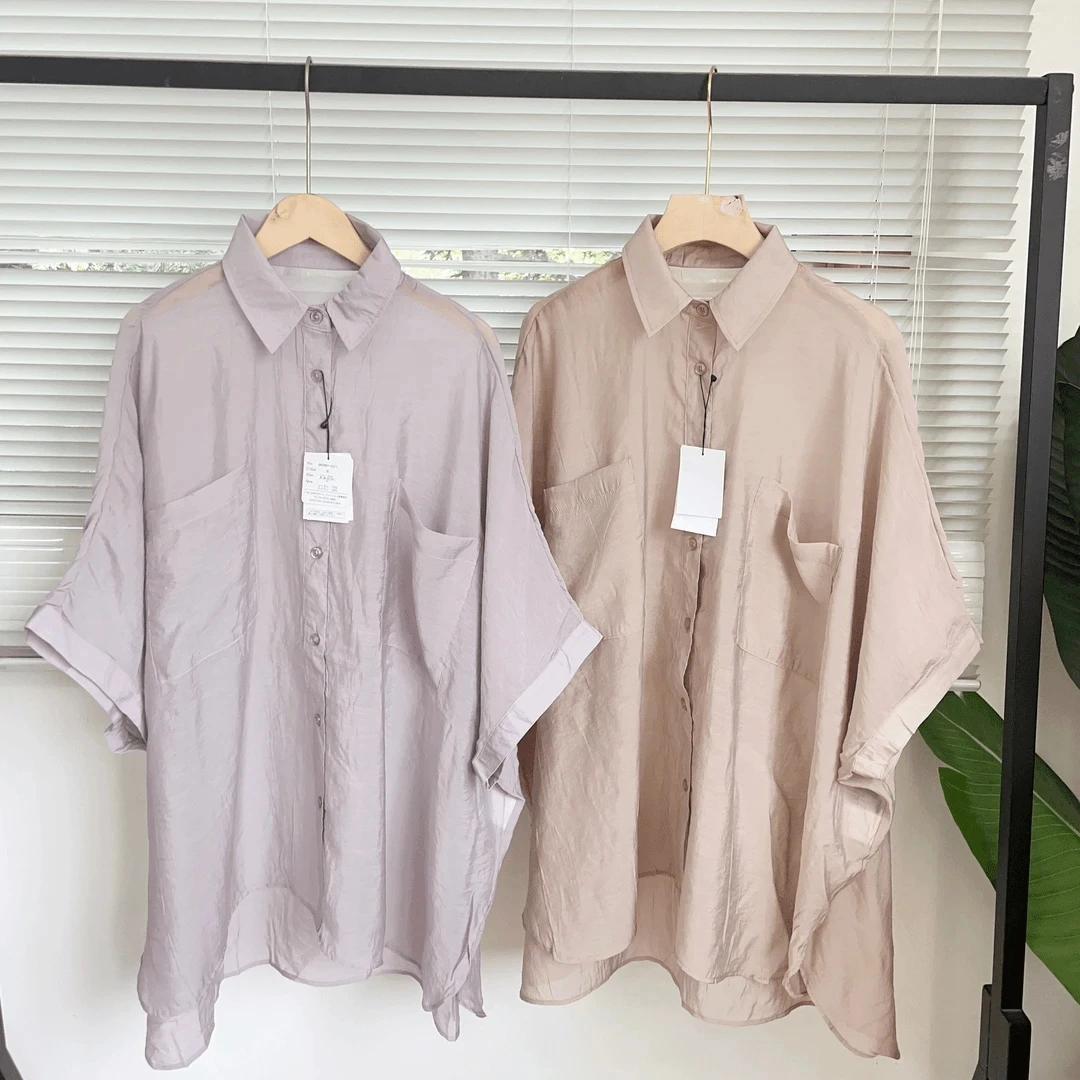 Q111 日单清纯甜美风轻薄款口袋衬衫