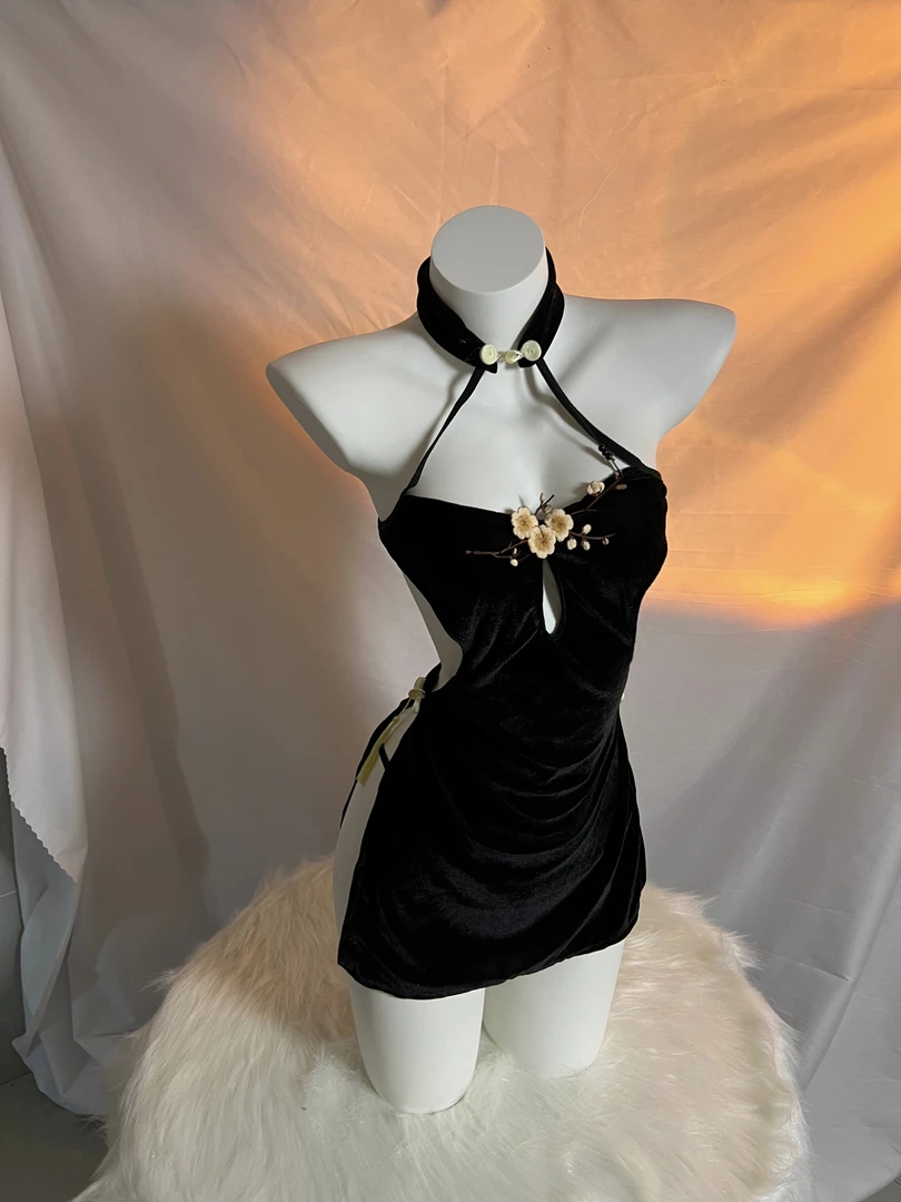 ［私欢］80-125梅花刺绣高开叉旗袍qqny性感显瘦气质