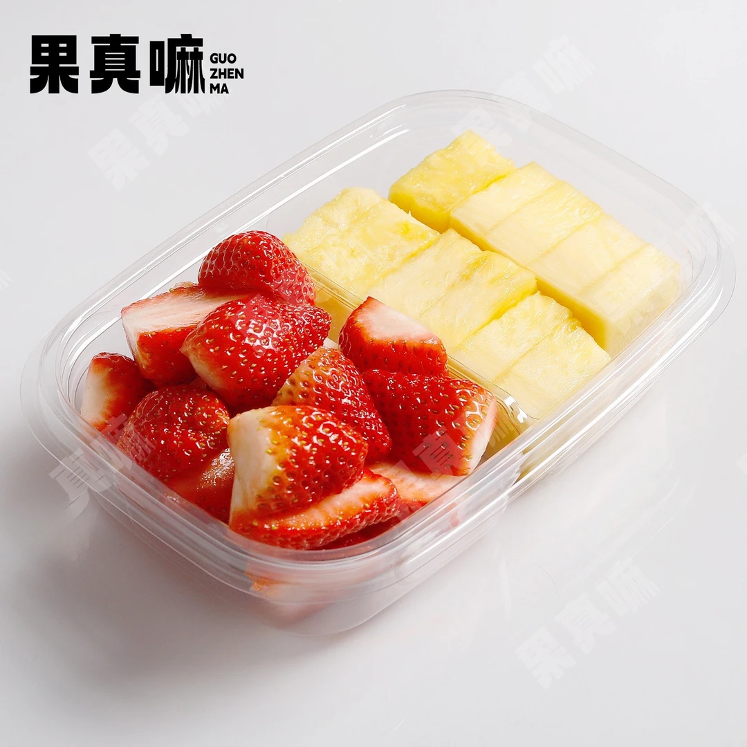 【鲜现切】草莓+凤梨双拼果切.350g