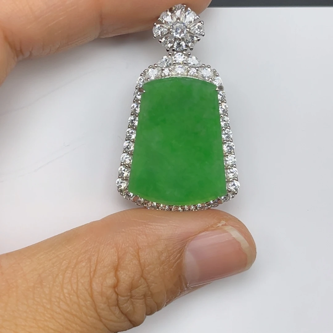 翡翠银S925镶嵌吊坠(不含链)