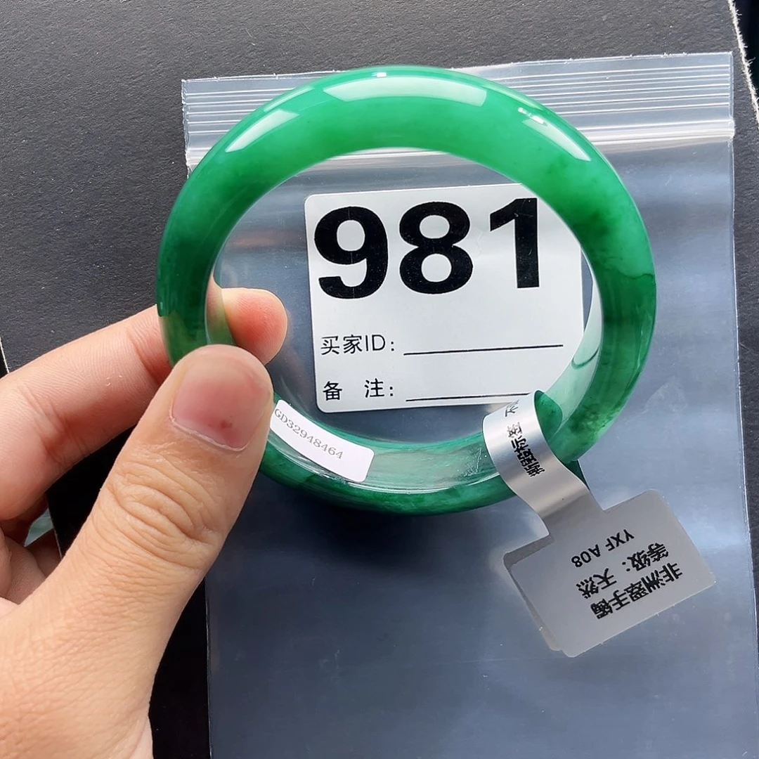 石英质玉（非洲翠）未镶嵌手镯62圈口981