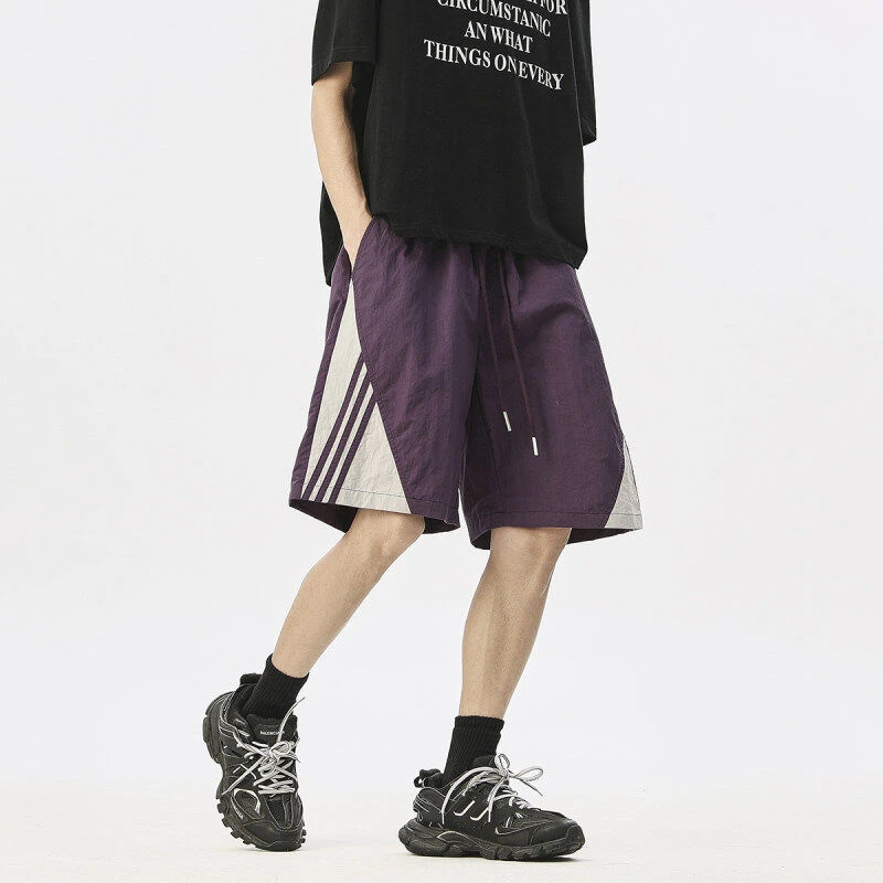 撞色拼接运动短裤男夏季薄款宽松篮球裤子潮流速干休闲五分沙滩裤