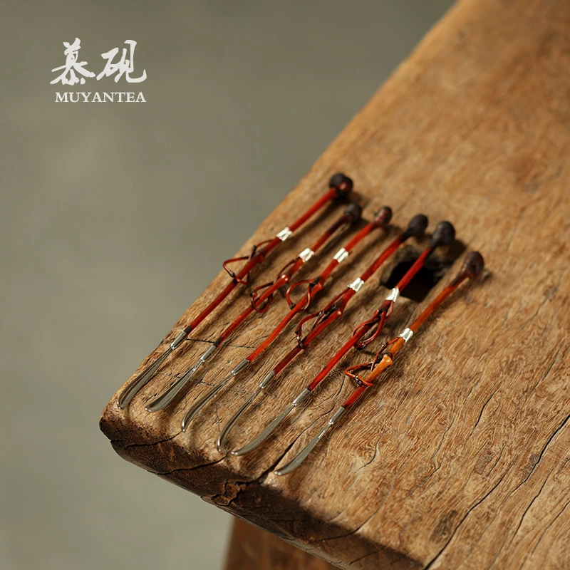 慕砚手作竹根茶拨高档大漆绕枝茶扒茶匙茶勺拨茶叶茶道零配六君子