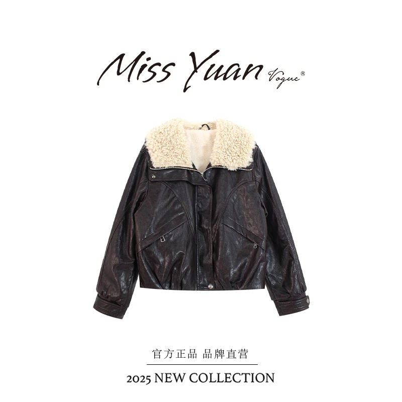 M.Y 媛总 毛绒大翻领加绒保暖皮衣外套2025秋冬新款宽松显瘦上衣