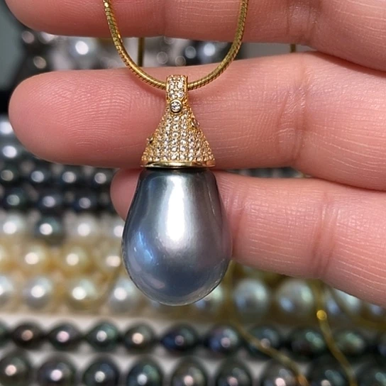 海水珍珠耳饰银S925镶嵌15✖️20