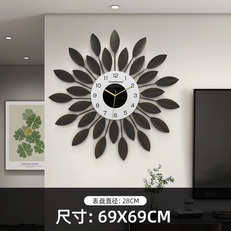家大叶大 安居乐业-创意装饰钟表现代简约免打孔静音挂钟餐厅客厅