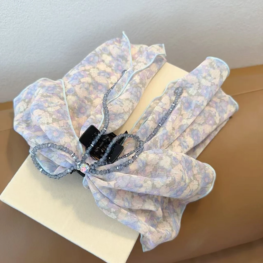 【兰若】系列精品水晶新款轻奢蝴蝶结流苏高颅顶抓夹1588