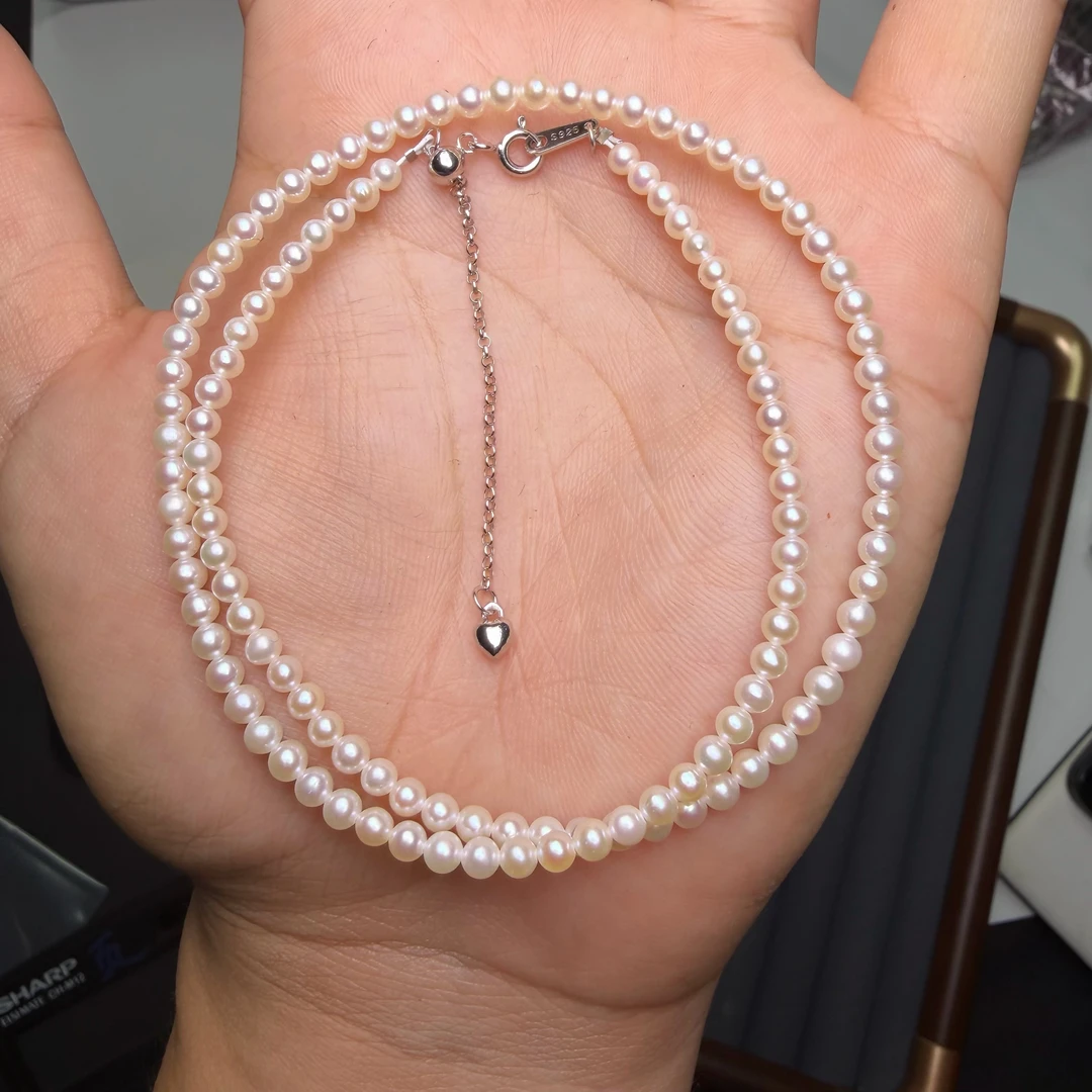 近圆无核小米珍珠项链-（多样性发一）天然杂裂矿点，完美主义慎拍