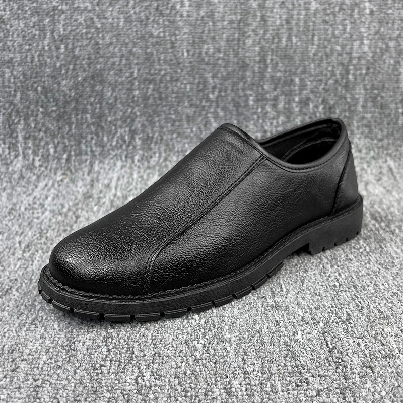 201男士断码休闲套脚皮鞋拉链款