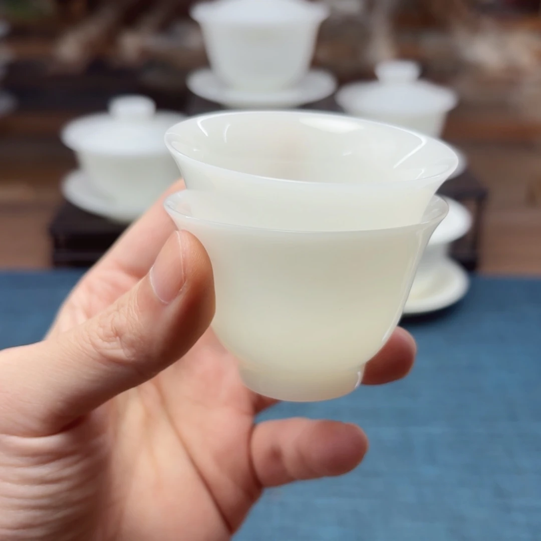璞玉冰种玉瓷茶具