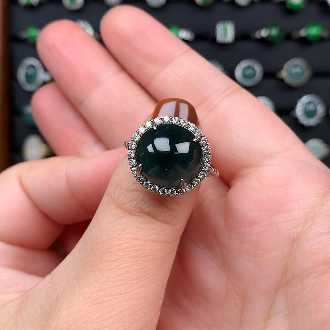 翡翠银S925镶嵌戒指