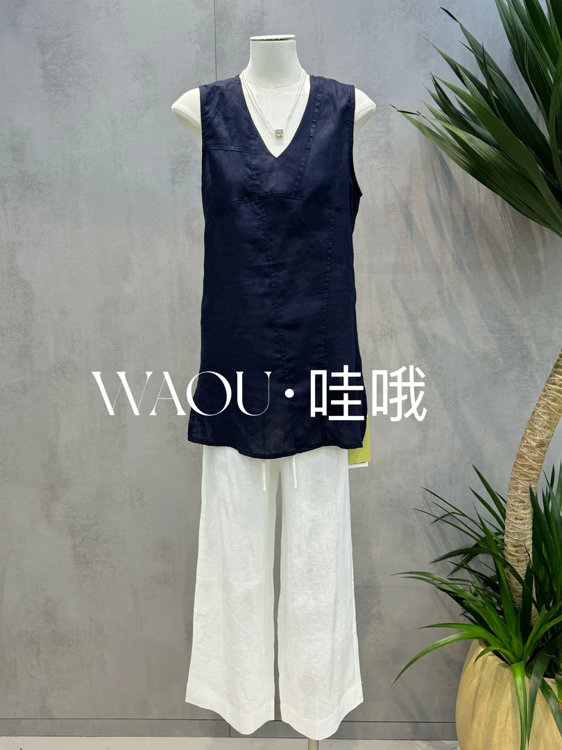 【WAOU】小众设计V领韩系无袖上衣2110