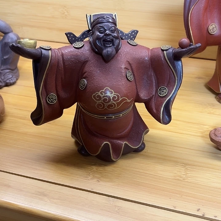 ┏***℡紫砂茶宠紫砂财神茶宠摆件