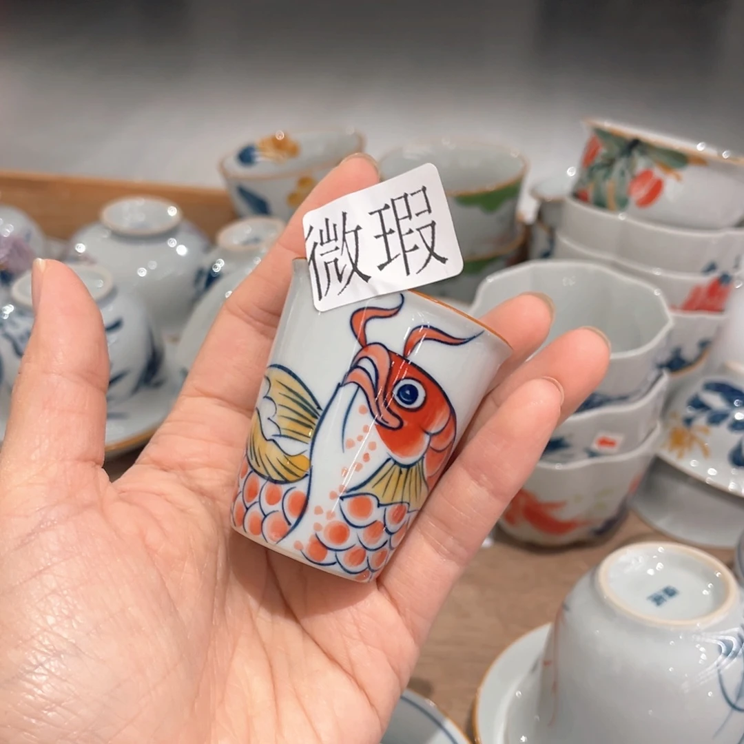 釉下手绘茶具微瑕