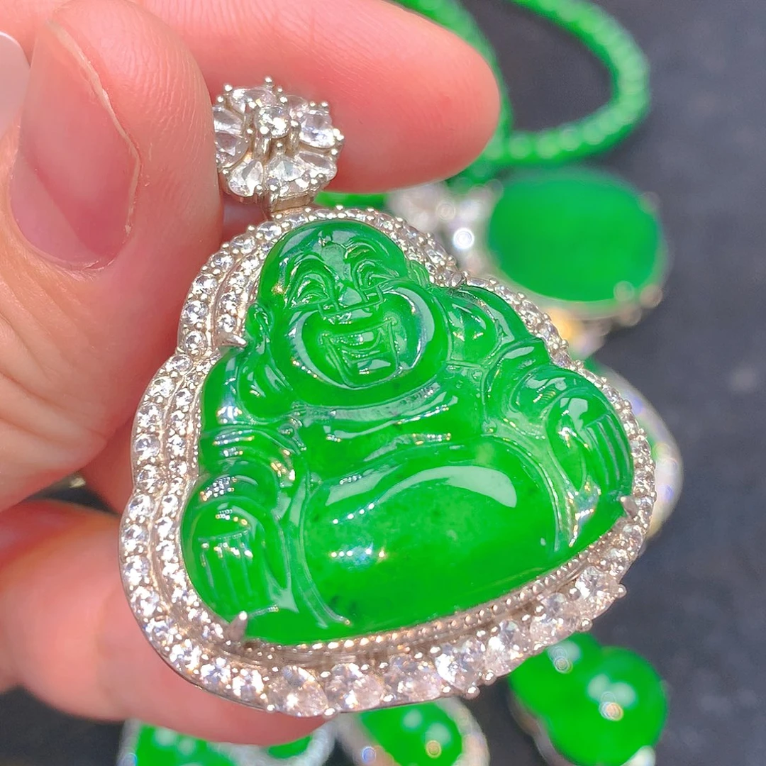 吊坠(不含链)银S925镶嵌翡翠翡翠