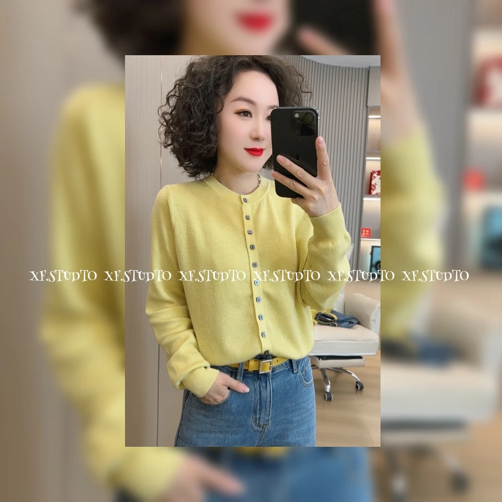 【XF】春季时尚纯色精致开衫上衣