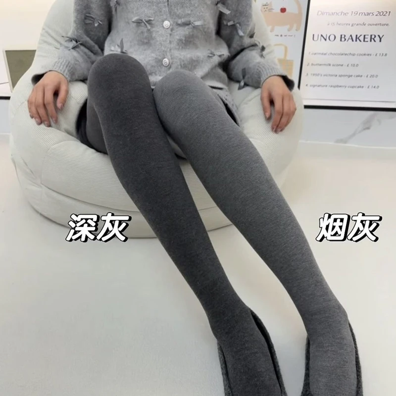 微压显瘦平纹连裤袜春秋款灰色打底裤袜女百搭冬季加绒保暖打底裤