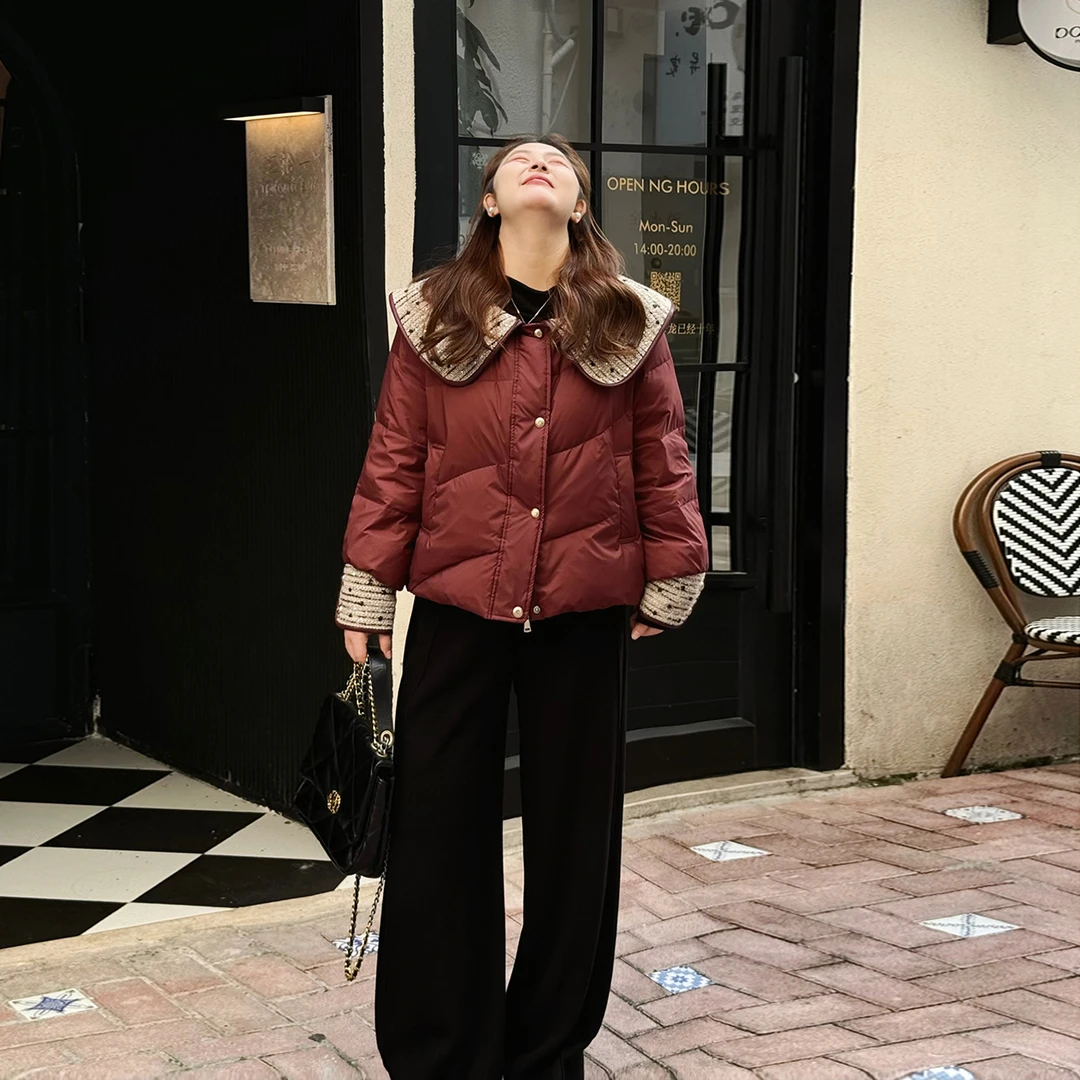 楠序【梅里雪山】源子微胖女装 冬天防寒外套娃娃领羽绒服女YZ38081