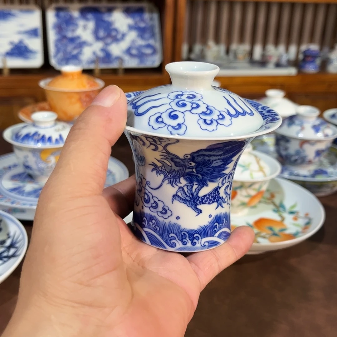 錡镇堂手工手绘绘盖碗