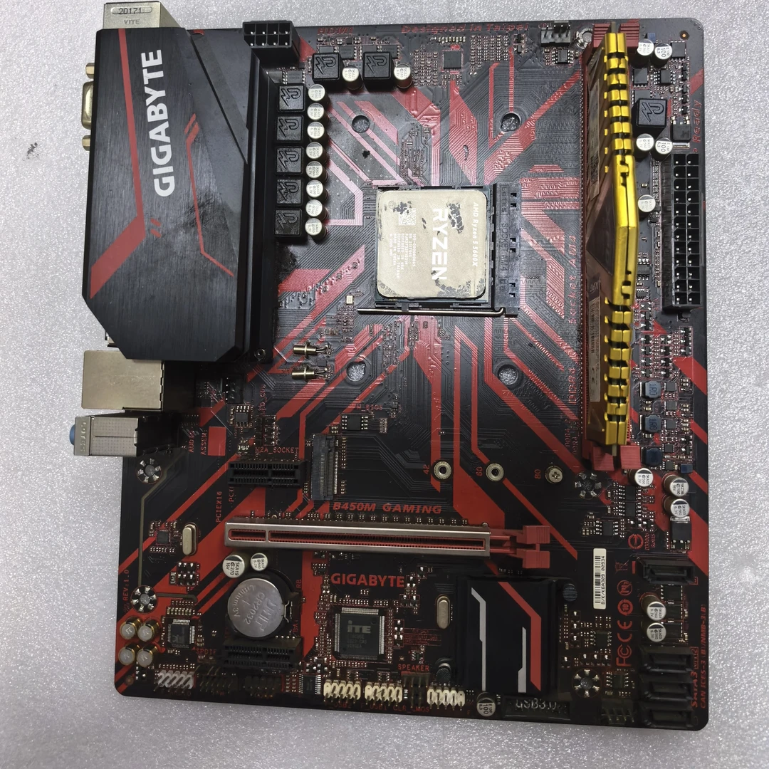 95新 Gigabyte/技嘉 3件套5600X+16G威刚十B450技嘉.质保90天