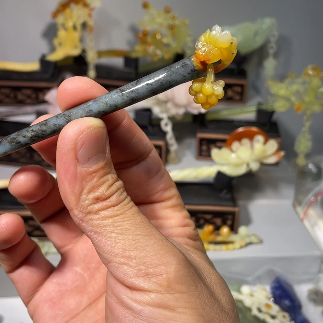 蛇纹石玉合金发饰