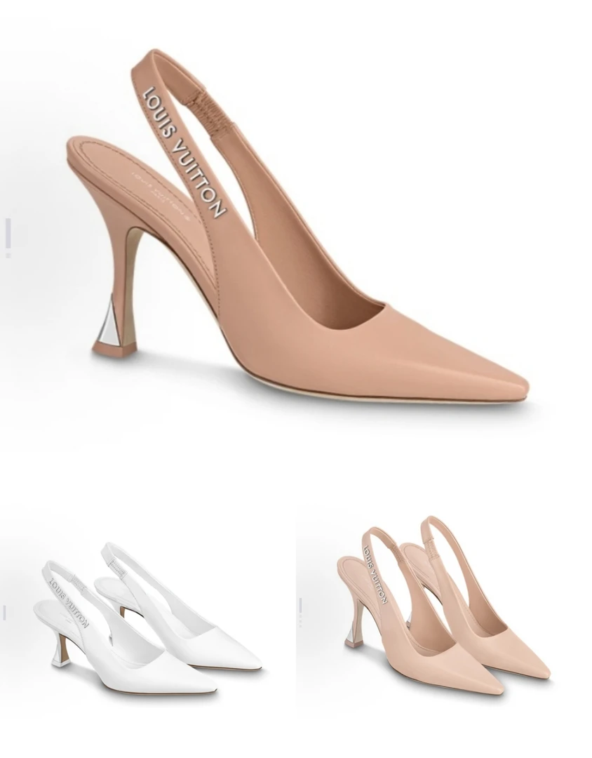 99新 LouisVuitton/路易威登 15585262裸色藕粉色细跟尖头凉鞋