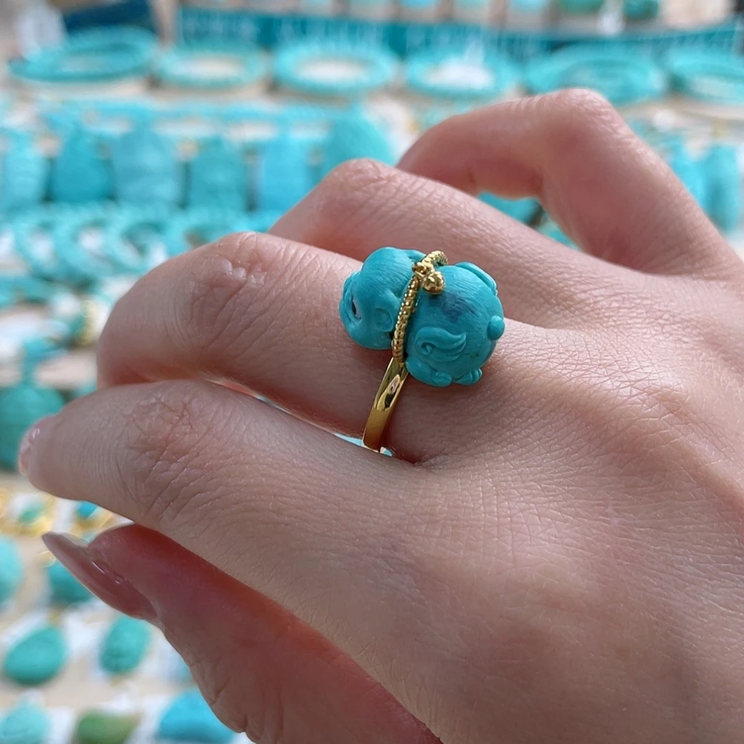 绿松石珠宝奇石18K金镶嵌