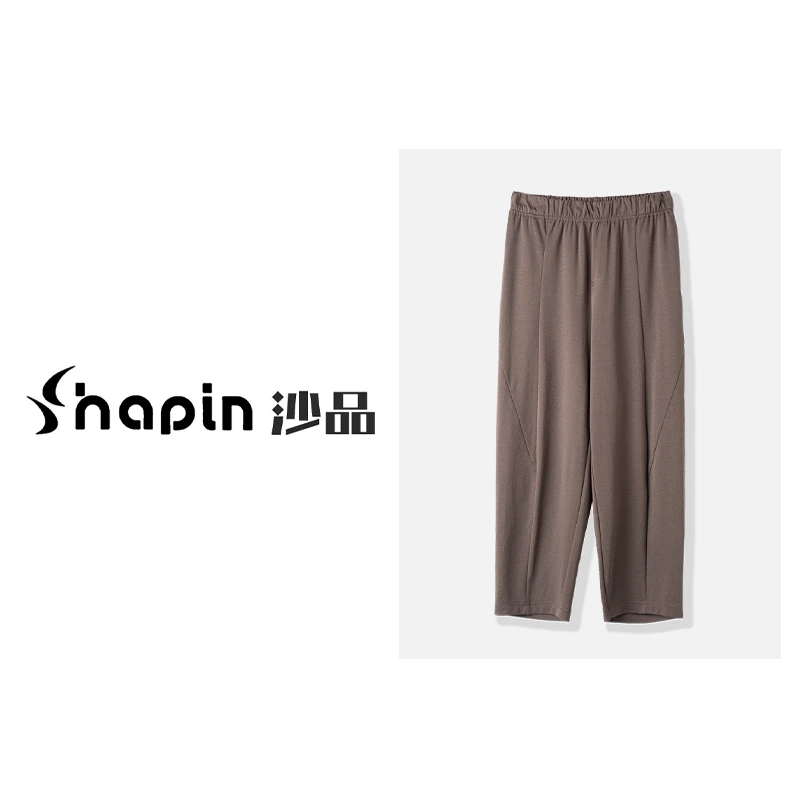 百搭时尚纯色立体剪裁宽松显瘦休闲裤松紧腰通勤长裤女BXY3251063