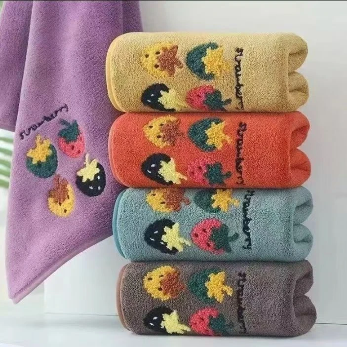 【西藏新疆包邮】5条装珊瑚绒草莓毛巾居家旅行户外毛巾多用
