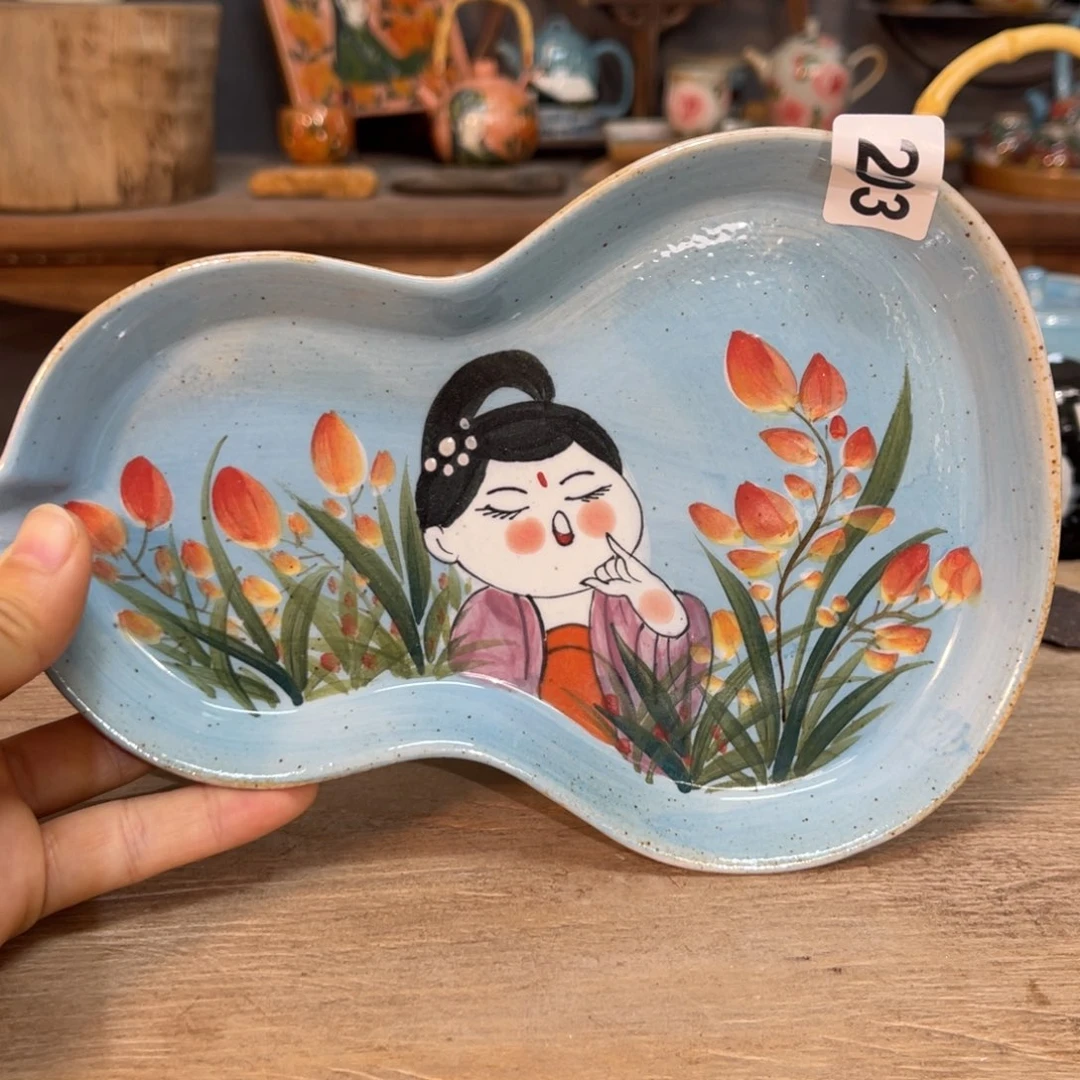 壶素浅陶瓷手工手绘