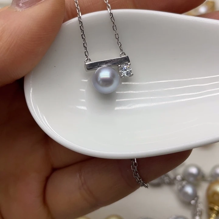 海水珍珠项链银S925镶嵌