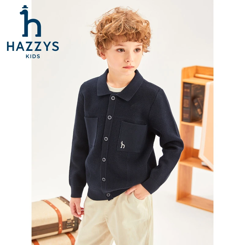 Hazzys/哈吉斯品牌童装【一诺爸爸】男女童开身线衣针织时尚儿童