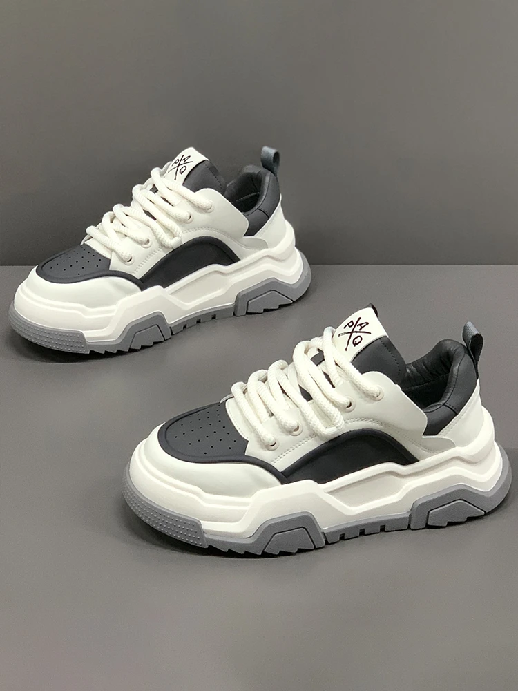 男鞋秋冬款2025新款小白鞋百搭潮厚底增高鞋运动休闲老爹鞋面包鞋
